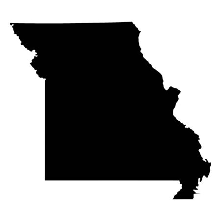 Missouri MO state Maps. Black silhouette solid map isolated on a white background. EPS Vectorのイラスト素材