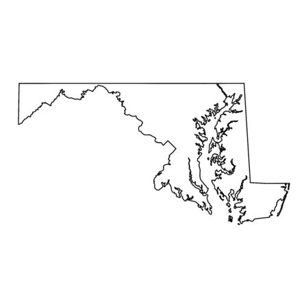 Maryland MD state Maps. Black outline map isolated on a white background. EPS Vectorのイラスト素材