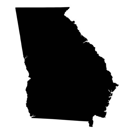 Georgia GA state Maps USA. Black silhouette solid map isolated on a white background. EPS Vectorのイラスト素材