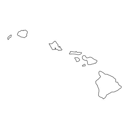 Hawaii HI state Maps USA. Black outline map isolated on a white background. EPS Vectorのイラスト素材