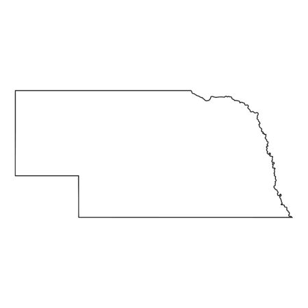 Nebraska NE state Maps. Black outline map isolated on a white background. EPS Vectorのイラスト素材