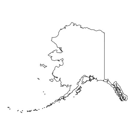 Alaska AK state Map USA. Black outline map isolated on a white background. EPS Vectorのイラスト素材