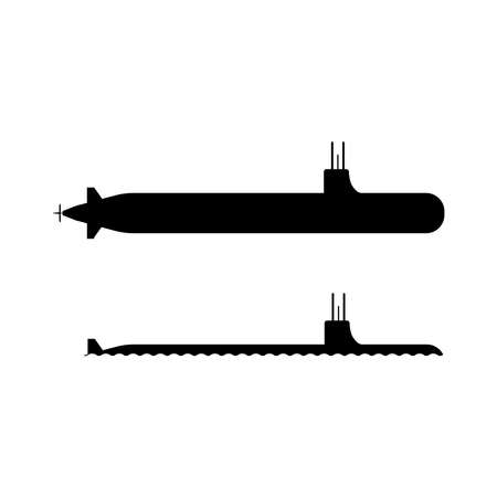 Submarine Icon. Clip Art Pictogram Depicting Whole and Underwater Military Submarine Vessel. EPS Vectorのイラスト素材