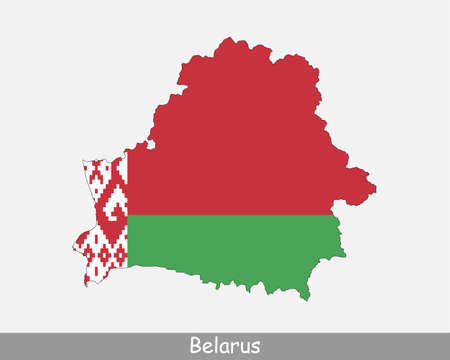 Belarus Map Flag. Map of Belarus with the national flag isolated on white background. Vector illustration.のイラスト素材