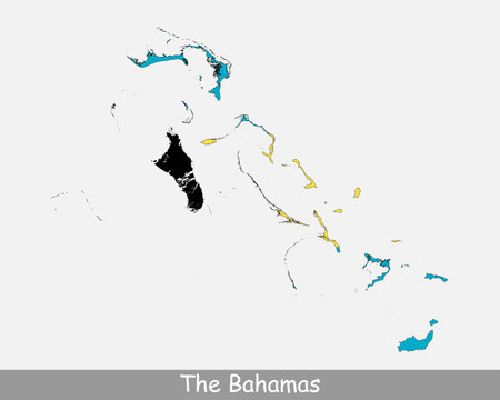The Bahamas Map Flag. Map of The Bahamas with the national flag isolated on white background. Vector illustration.のイラスト素材
