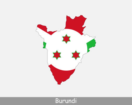 Burundi Map Flag. Map of Burundi with the Burundian national flag isolated on white background. Vector Illustration.のイラスト素材