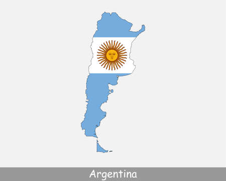 Argentinean Map Flag. Map of Argentina with the national flag of Argentina isolated on white background. Vector illustration.のイラスト素材