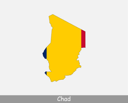 Chad Map Flag. Map of Chad with the Chadian national flag isolated on white background. Vector Illustration.のイラスト素材
