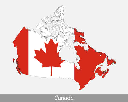 Canada Map Flag. Map of Canada with the Canadian national flag isolated on white background. Vector Illustration.のイラスト素材