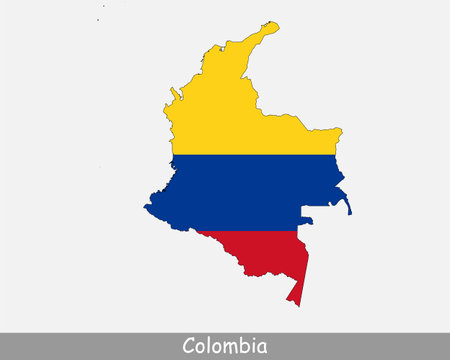 Colombia Map Flag. Map of Colombia with the Colombian national flag isolated on white background. Vector Illustration.のイラスト素材