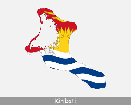 Kiribati Map Flag. Map of the Republic of Kiribati with national flag isolated on white background. Vector Illustration.のイラスト素材