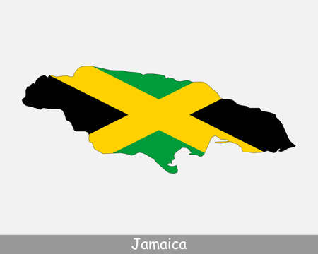 Jamaica Map Flag. Map of Jamaica with the Jamaican national flag isolated on white background. Vector Illustration.のイラスト素材