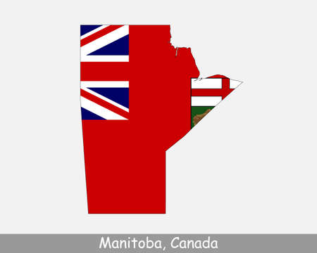 Manitoba Map Flag. Map of Manitoba with flag isolated on white background. Canadian Province of Canada. Vector illustration.のイラスト素材