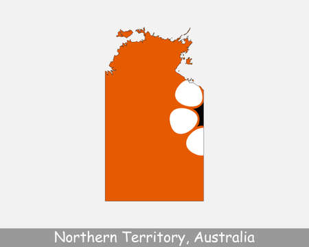 Northern Territory Map Flag. Map of NT, Australia with flag isolated on white background. Australian territory. Vector illustration.のイラスト素材