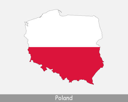 Poland Flag Map. Map of the Republic of Poland with the Polish national flag isolated on a white background. Vector Illustration.のイラスト素材
