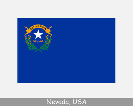 Nevada USA State Flag. Flag of NV, USA isolated on white background. United States, America, American, United States of America, US State. Vector illustration.のイラスト素材