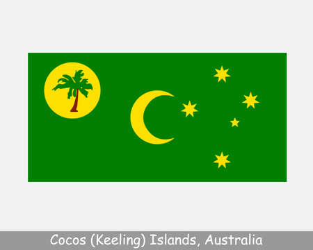 Cocos (Keeling) Islands Flag. Australian Indian Ocean Territory, External territory of Australia.のイラスト素材