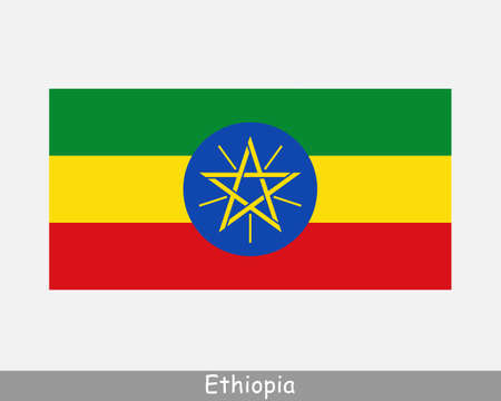 National Flag of Ethiopia. Ethiopian Country Flag. Federal Democratic Republic of Ethiopia Detailed Banner. EPS Vector Illustration Cut Fileのイラスト素材