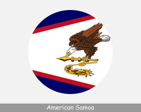 American Samoa Round Circle Flag. American Samoan Circular Button Banner Icon.のイラスト素材