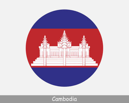Cambodia Round Circle Flag. Cambodian Circular Button Banner Icon.  Vectorのイラスト素材