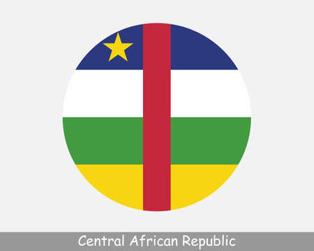 Central African Republic Round Circle Flag. CAR Circular Button Banner Icon.  Vectorのイラスト素材