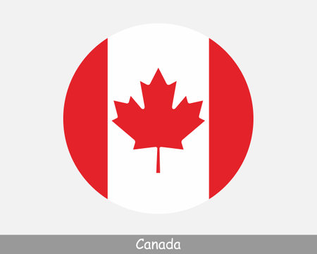 Canada Round Circle Flag. Canadian Circular Button Banner Icon.  Vectorのイラスト素材