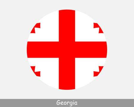 Georgia Round Circle Flag. Georgian Circular Button Banner Icon.  Vectorのイラスト素材