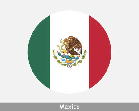 Mexico Round Circle Flag. Mexican Circular Button Banner Icon.  Vectorのイラスト素材