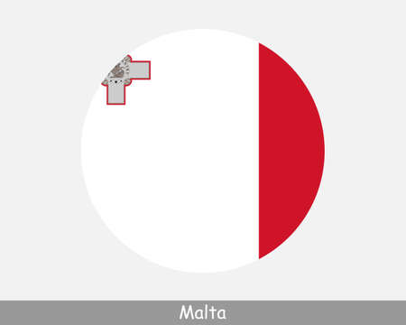 Malta Round Circle Flag. Maltese Circular Button Banner Icon.  Vectorのイラスト素材