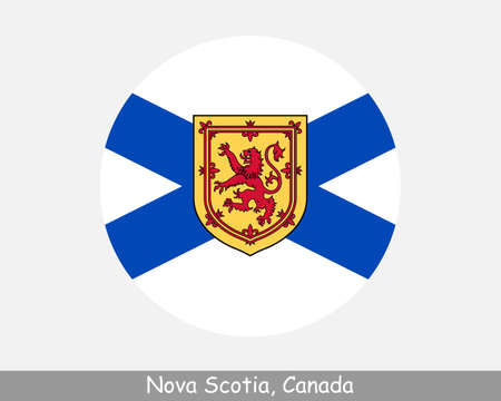 Nova Scotia Canada Round Circle Flag. NS Canadian Province Circular Button Banner Icon.  Vectorのイラスト素材