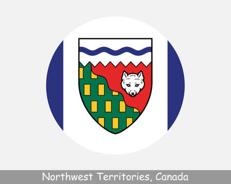Northwest Territories Canada Round Circle Flag. NT Canadian Territory Circular Button Banner Icon. NWT  Vectorのイラスト素材