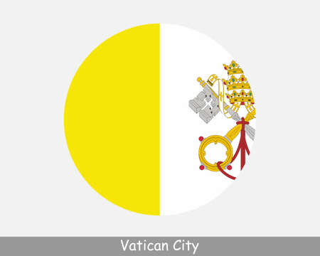 Vatican City Round Circle Flag. Holy See Circular Button Banner Icon.  Vectorのイラスト素材
