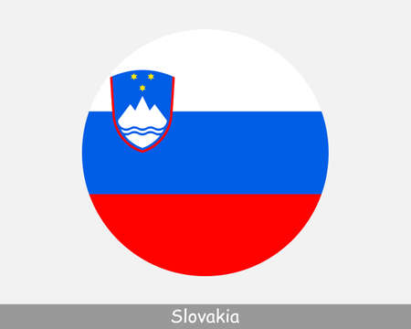 Slovenia Round Circle Flag. Slovene Circular Button Banner Icon.  Vectorのイラスト素材