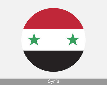 Syria Round Circle Flag. Syrian Circular Button Banner Icon.  Vectorのイラスト素材