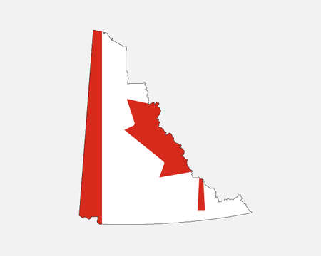 Yukon Map on Canadian Flag. YT, CA Territory Map on Canada Flag.のイラスト素材
