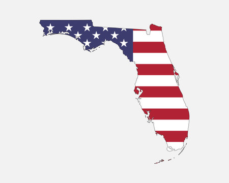 Florida Map on American Flag. FL, USA State Map on US Flag.のイラスト素材