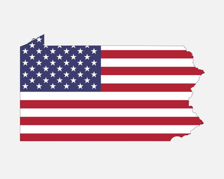 Pennsylvania Map on American Flag. PA, USA State Map on US Flag. EPS Vector Graphic Clipart Iconのイラスト素材