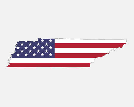 Tennessee Map on American Flag. TN, USA State Map on US Flag. EPS Vector Graphic Clipart Iconのイラスト素材