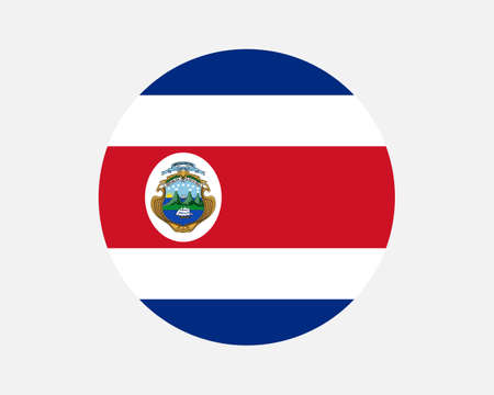 Costa Rica Round Country Flag. Circular Costa Rican National Flag. Republic of Costa Rica Circle Shape Button Banner. EPS Vector Illustration.のイラスト素材