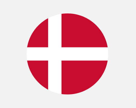 Denmark Round Country Flag. Circular Danish National Flag. Dane Circle Shape Button Banner. EPS Vector Illustration.&#xD;&#xA;のイラスト素材