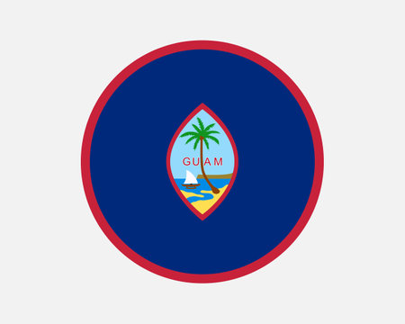 Guam Round Flag. 	Guamanian Circle Flag. Unincorporated and Organized US USA territory Circular Shape Button Banner. EPS Vector Illustration.のイラスト素材