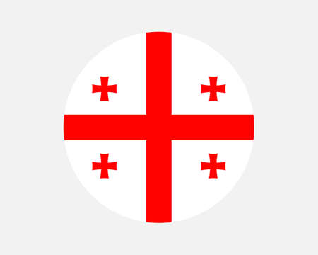 Georgia Round Country Flag. Georgian Circle National Flag. Georgia Circular Shape Button Banner. EPS Vector Illustration.のイラスト素材