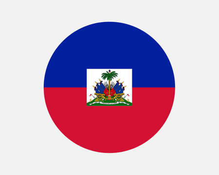 Haiti Round Country Flag. Haitian Circle National Flag. Republic of Haiti Circular Shape Button Banner. EPS Vector Illustration.のイラスト素材
