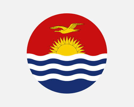 Kiribati Round Country Flag. Kiribati Circle National Flag. Republic of Kiribati Circular Shape Button Banner. EPS Vector Illustration.のイラスト素材