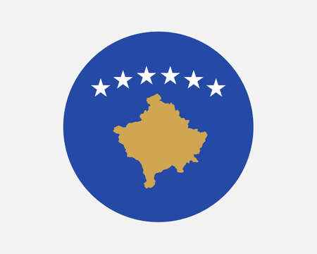 Kosovo Round Country Flag. Kosovar Kosovan Circle National Flag. Republic of Kosovo Circular Shape Button Banner. EPS Vector Illustration.のイラスト素材