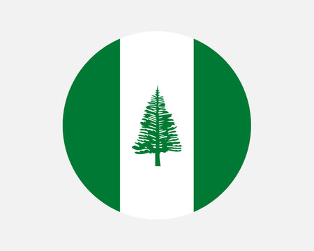 Norfolk Island Round Flag. Australian Territory of Norfolk Island Circle Flag. Circular Shape Button Banner. EPS Vector Illustration.のイラスト素材
