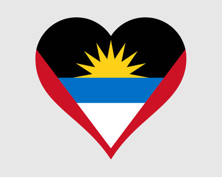 Antigua and Barbuda Heart Flag. Antiguan and Barbudan Love Shape Country Nation National Flag. Antigua and Barbuda Banner Icon Sign Symbol. EPS Vector Illustration.のイラスト素材