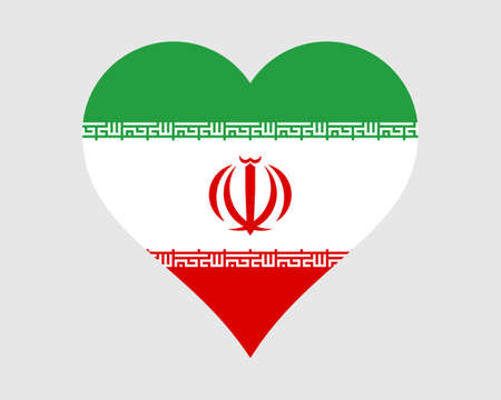 Iran Iranian Heart Flag. Persia Persian Love Shape Country Nation National Flag. Islamic Republic of Iran Banner Icon Sign Symbol. EPS Vector Illustration.のイラスト素材