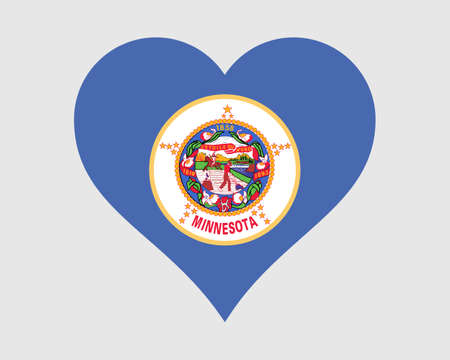 Minnesota USA Heart Flag. MN US Love Shape State Flag. Minnesotan United States of America Banner Icon Sign Symbol Clipart. EPS Vector Illustration.のイラスト素材