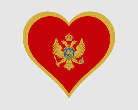 Montenegro Heart Flag. Montenegrin Love Shape Country Nation National Flag. Montenegro Banner Icon Sign Symbol. EPS Vector Illustration.のイラスト素材